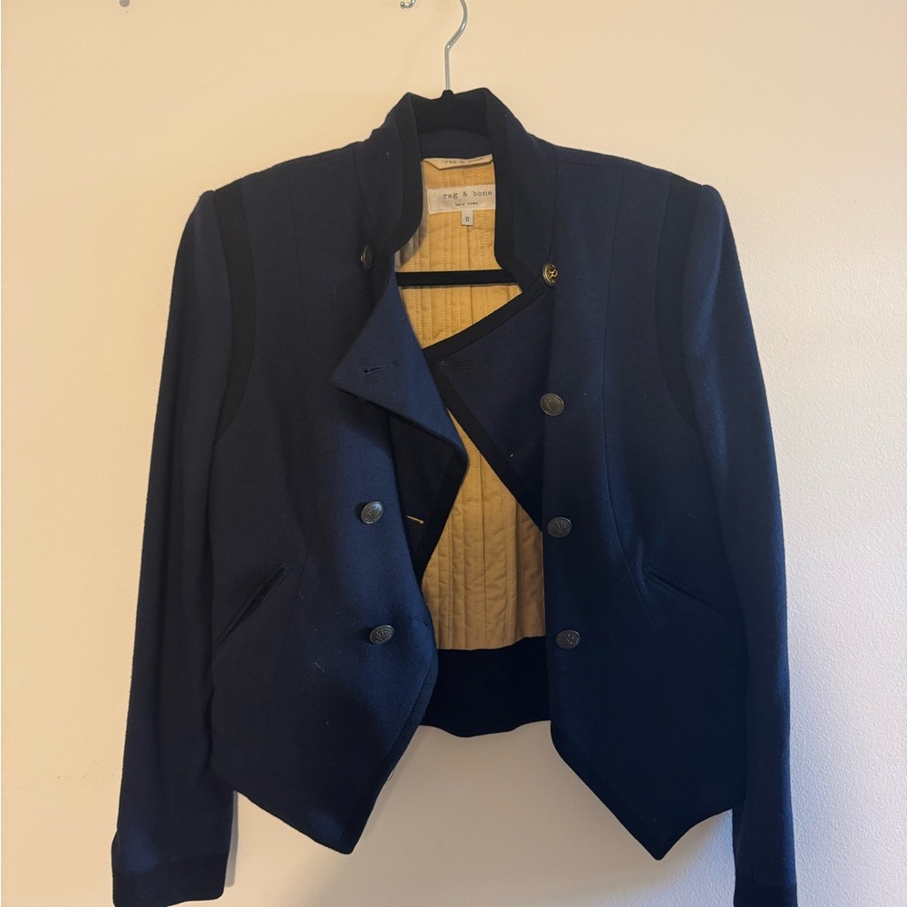 Rag & Bone Navy Wool Double Breasted Women's Blazer Jacket — Size 6